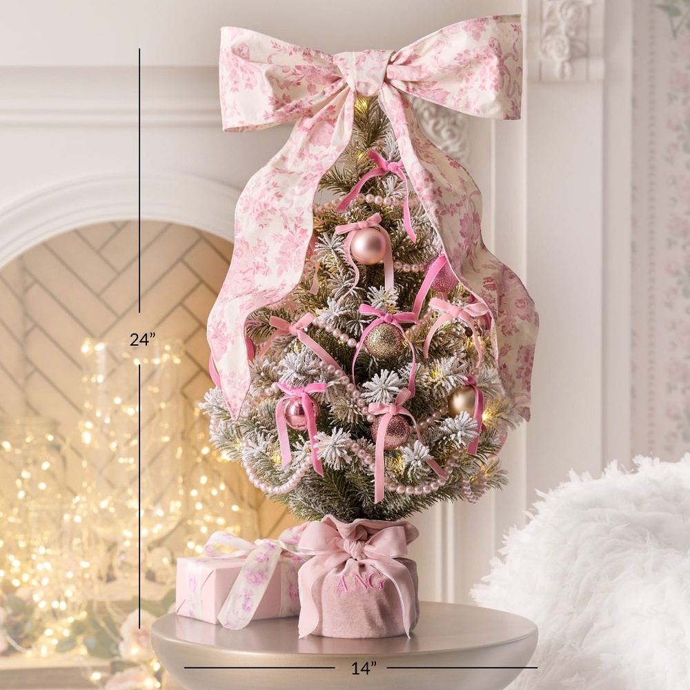 LoveShackFancy Christmas Tree PotteryBarn Decorated 2 Feet Pink NIB SOLD OUT